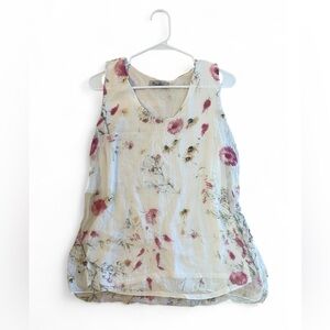 100% Silk Cottagecore Floral Blouse Women's Spring Summer Fairy Tank Pink White